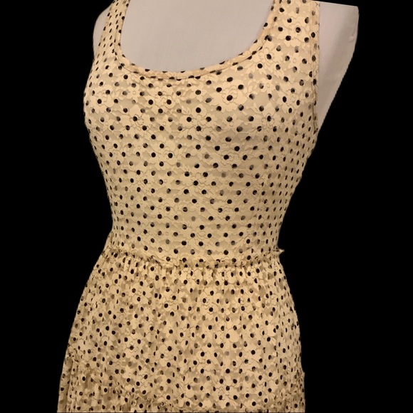 Meadow Rue Anthro Cream-black polka dot lace textured slip lining layers - Picture 10 of 16